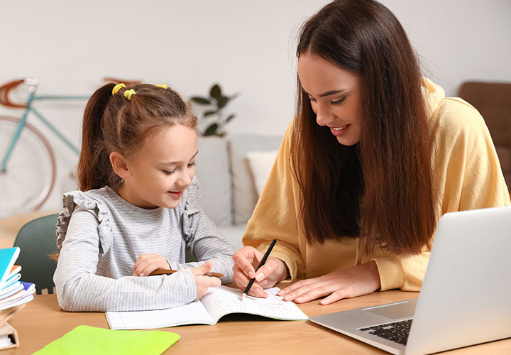 Female psychologist providing psychoeducational assessment testing for child