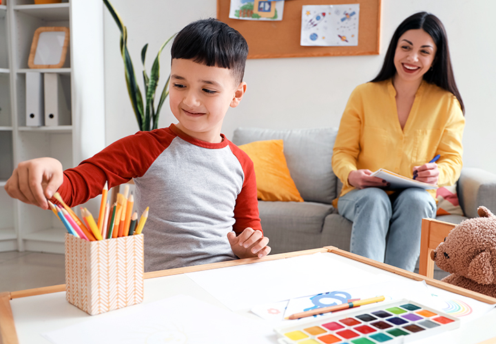 Psychologist providing gifted assessment to 8 year old boy