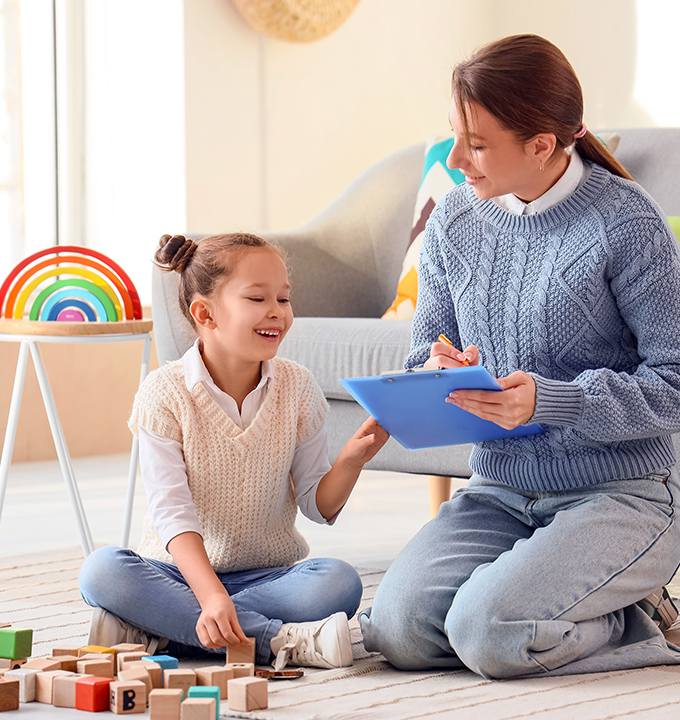 Psychologist testing 9 year old girl for giftedness